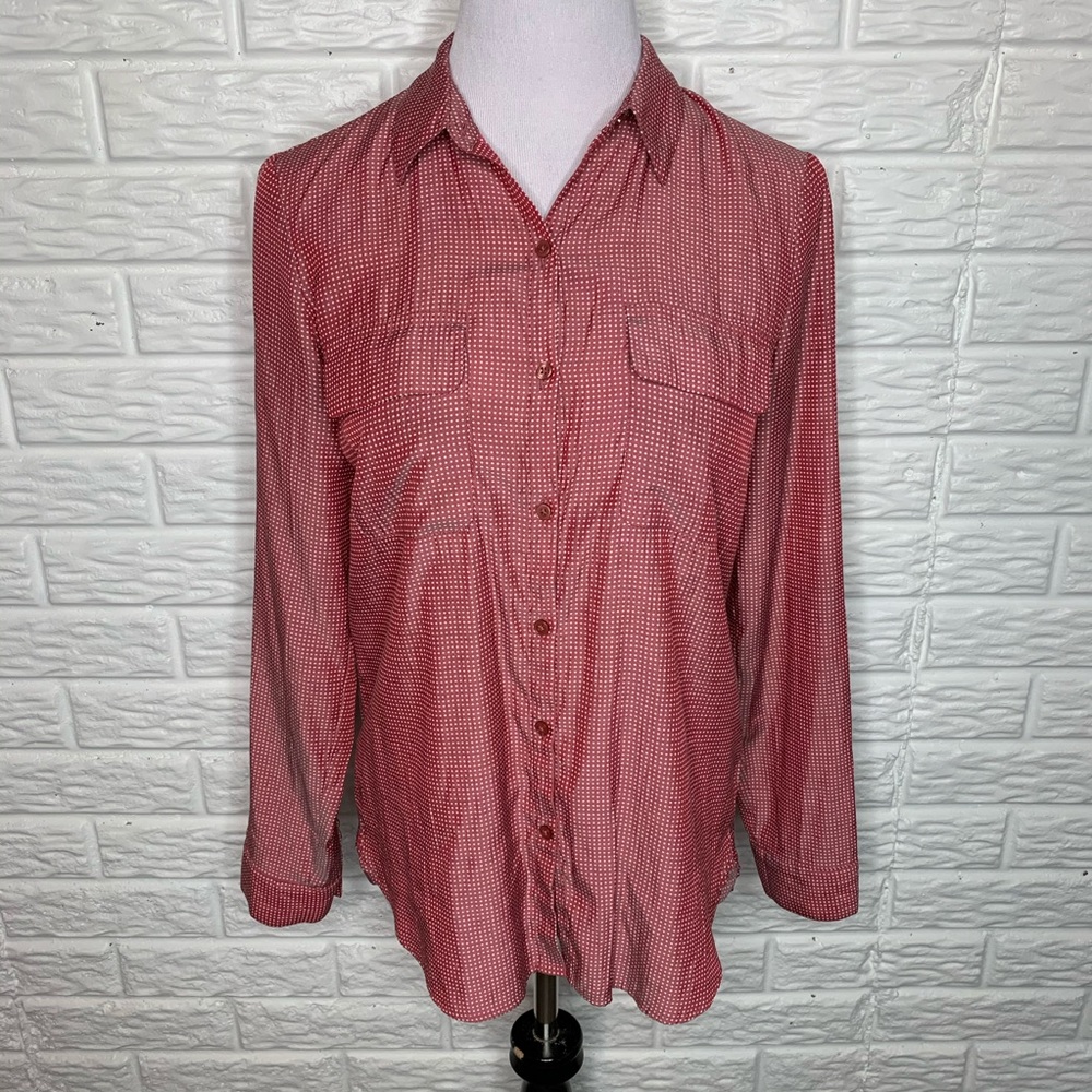 EXPRESS Red Polka Dot Portofino Style Blouse Size S